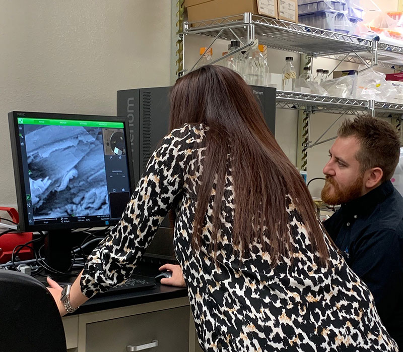 Dr. O'Connell using the Phenom XL Scanning Electron Microscope