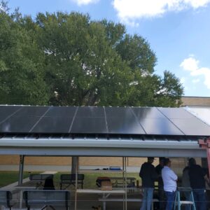Solar panels installed on pavilion rooftop